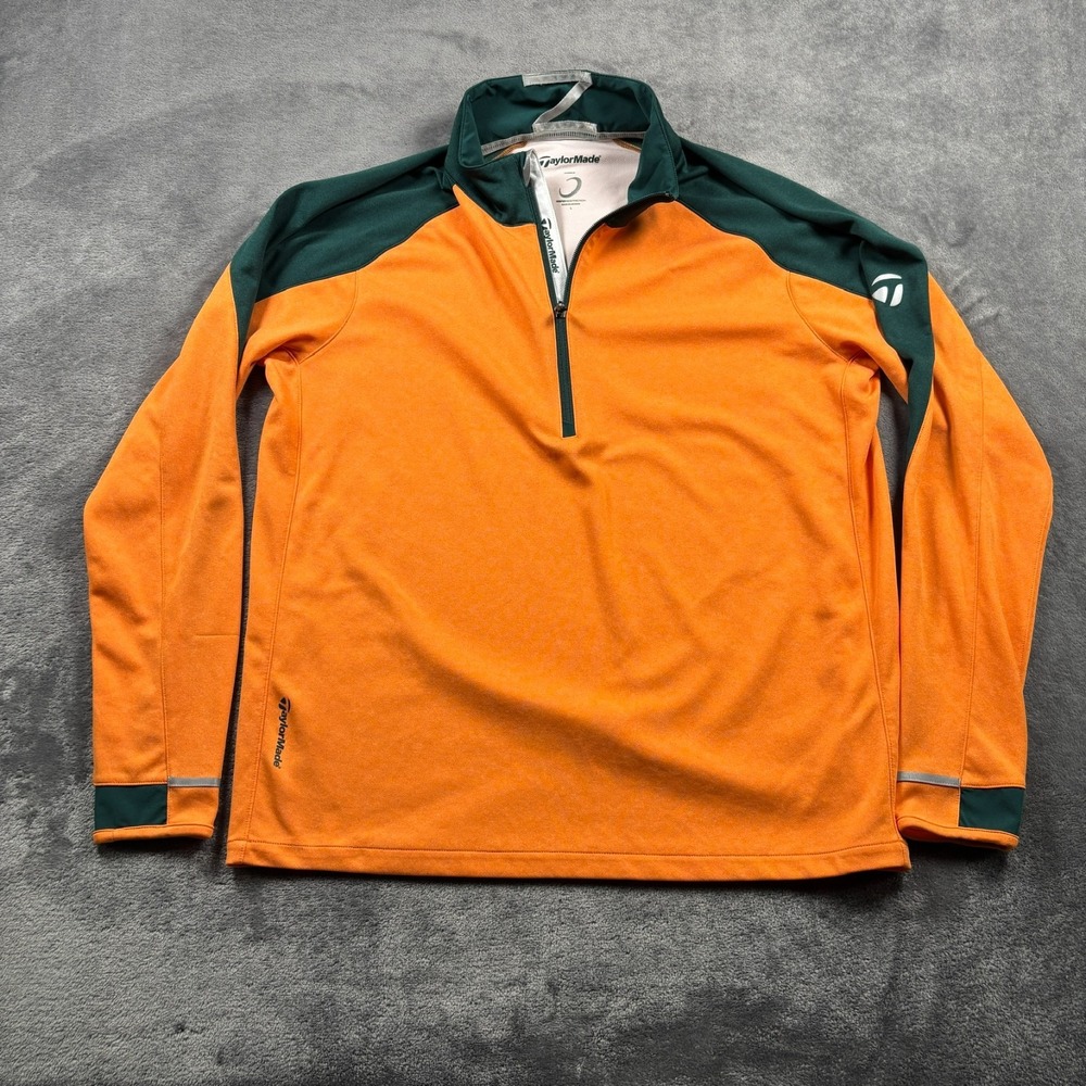 TaylorMade x Zero Restriction Pullover Mens Large Green Orange 1/4 Zip Golf